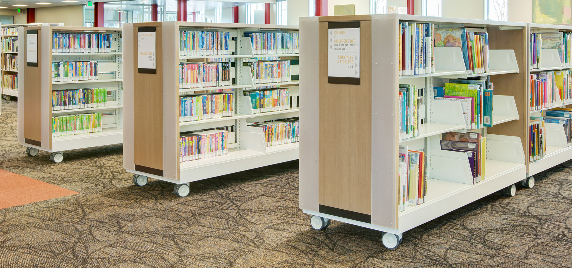 library shelving on wheels